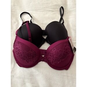 NEW Maidenform Bra Self Expressions SE5757 Push Up T-Shirt Bra 2 Pack Size 34C